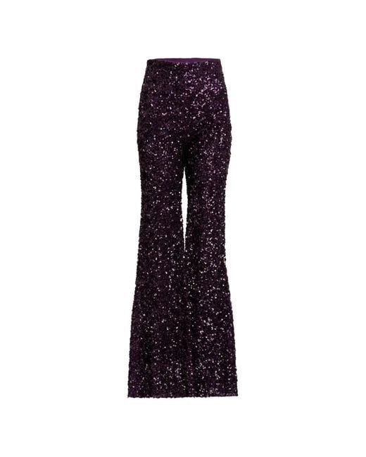 Silvia Tcherassi Purple Avellino Sequin-Embellished Flared Trousers