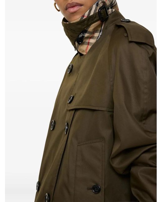 Burberry Brown Double-Breasted Cropped Trench Jacket