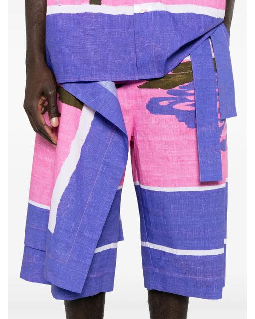 メンズ Craig Green Towel Cotton Shorts Blue