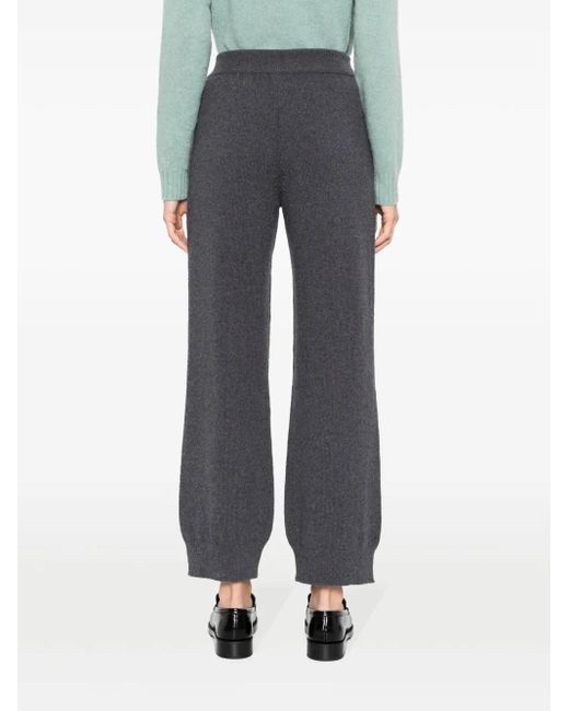 Barrie Blue Iconic Ribbed-waistband Cashmere Trousers