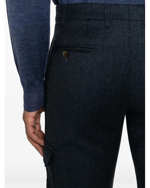 Canali Blue Wool Cargo Trousers for men