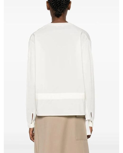 Moncler White Fine-Knit Panelled Jumper
