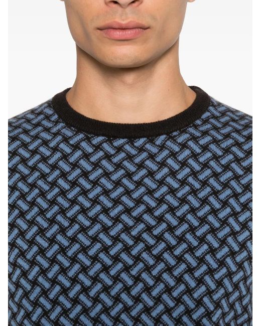 Drumohr Trui Met Geometrisch Patroon En Ronde Hals in het Blue voor heren