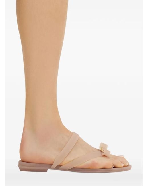 Ferragamo White Vara Bow Jelly Thong Sandals