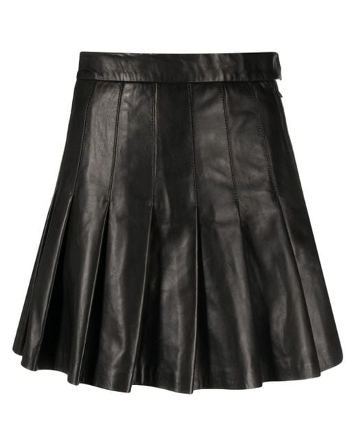 J.Lindeberg Black Vale Leather Pleated Skirt
