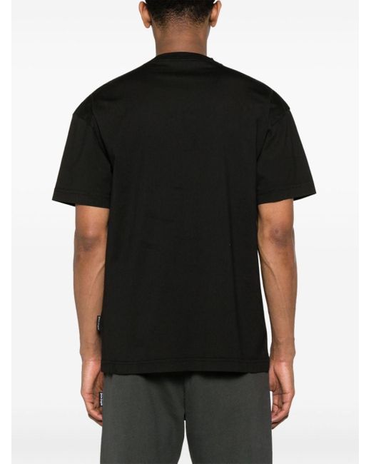 Camiseta de algodón con logo Palm Angels de hombre de color Black