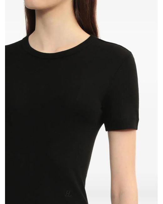 Helmut Lang Black Shrunken Ribbed-Knit Top