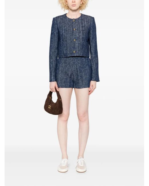 FRAME Blue The Tweed Button-Up Jacket