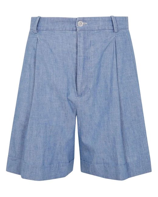 Polo Ralph Lauren Blue Pleated Mini Bermuda Pants For