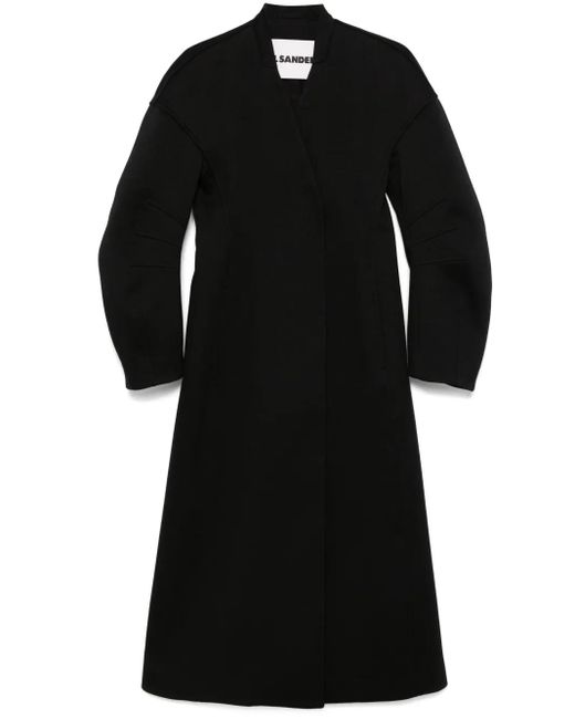 Jil Sander Black V-Neck Coat
