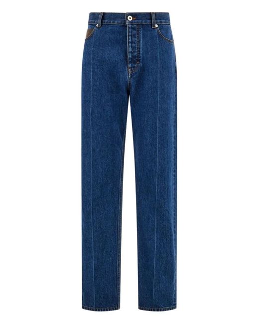 Ferragamo Blue Embossed Five Pocket Jeans for men