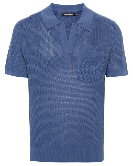 J.Lindeberg Gebreid Poloshirt in het Blue voor heren