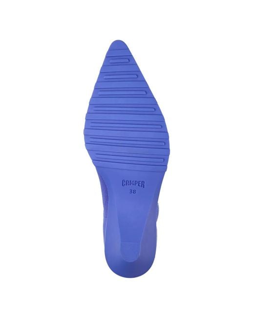 Camper Blue Anna Ribbed Knit Ankle Boots