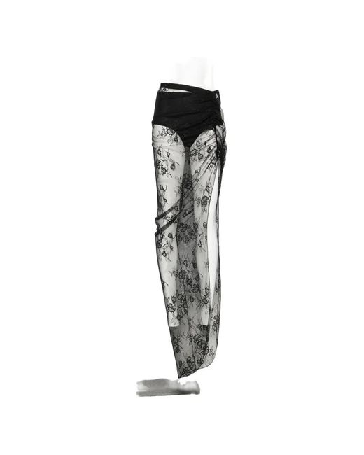 Patrizia Pepe Black Asymmetric Lace Maxi Skirt