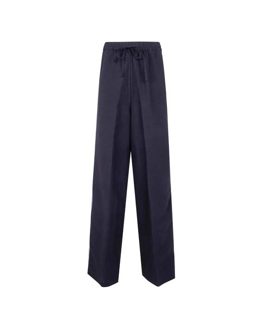 Aviu Blue Drawstring Side-Stripe Trousers