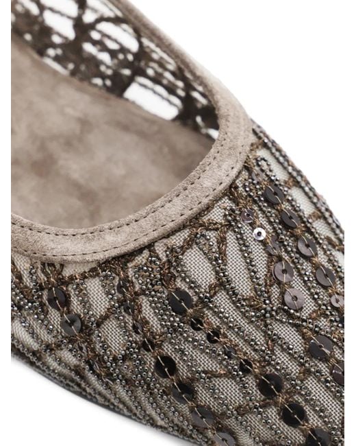 Brunello Cucinelli Gray Ballerinas With Beads