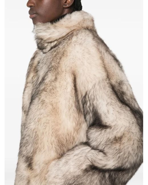 Salvatore Santoro Natural Zip-Up Faux-Fur Coat