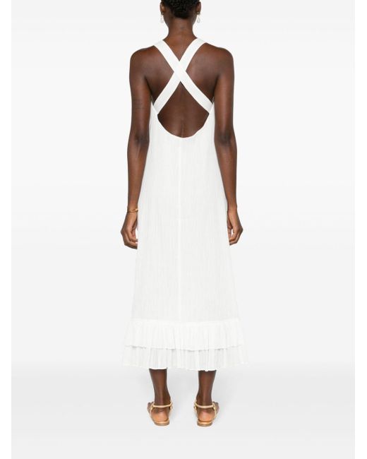 Claudie Pierlot White Ruffled Organic Cotton Maxi Dress