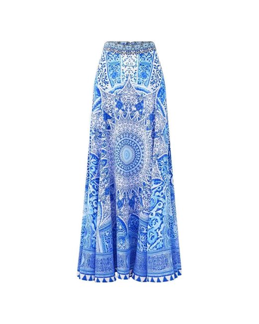 Camilla Blue Flared Maxi Skirt