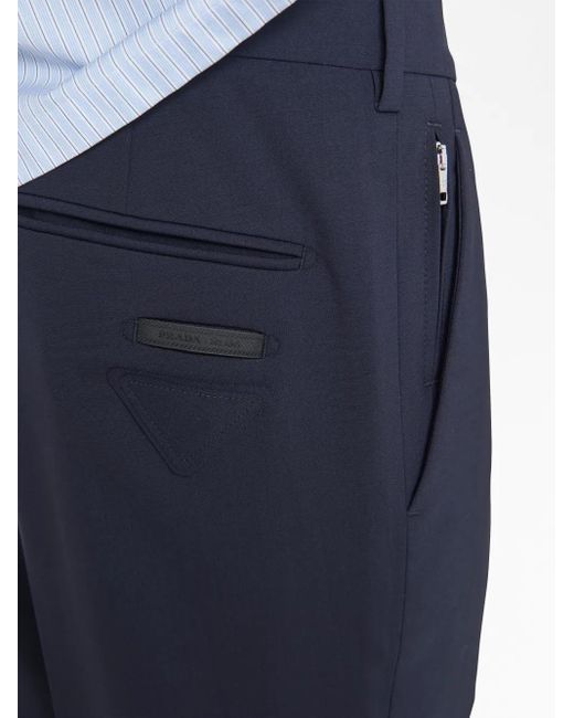 Prada Blue Light Stretch Wool Pants for men