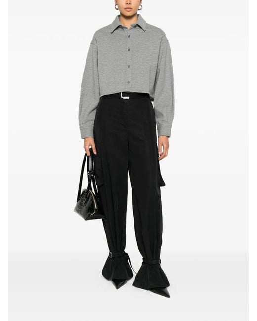 Alexander Wang Gray Buttoned Cropped Top