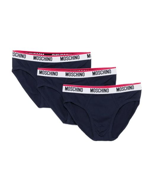 Moschino Drie Slips Met Logoband in het Blue voor heren