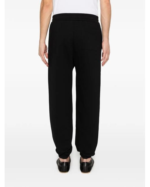Jil Sander Black Logo-Embroidered Drawstring Trousers for men