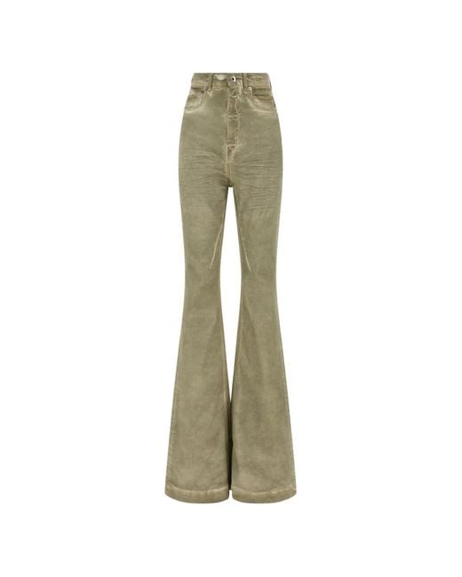 Rick Owens Green High-Waisted Flared Jeans