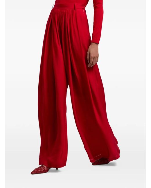 Ralph Lauren Red Vannesa Pleated Palazzo Trousers