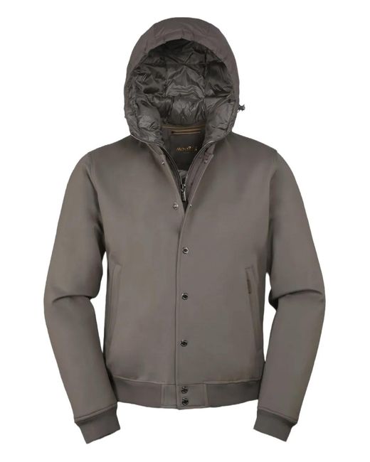 Moorer Gray Callum-Tz Hooded Button Jacket for men