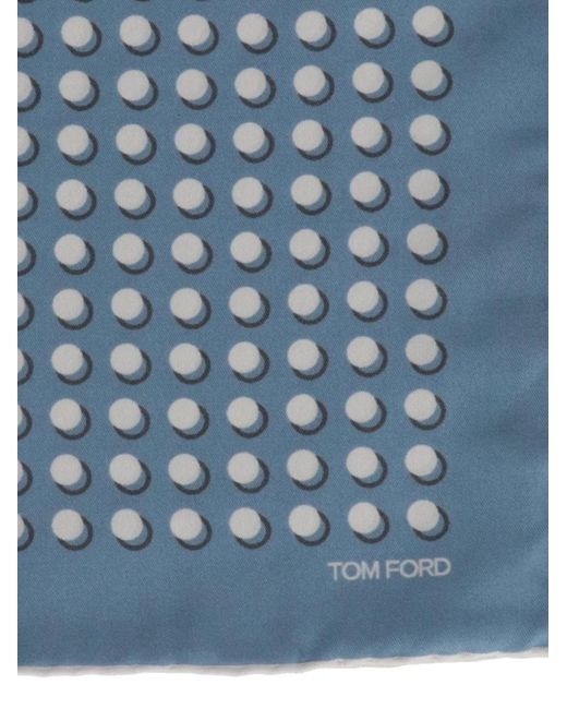 Tom Ford Blue Polka-Dot Pattern Pocket Square for men