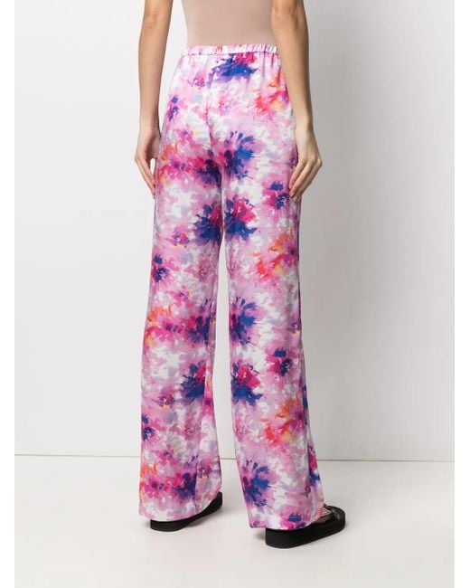 MSGM Pink Floral-print Trousers