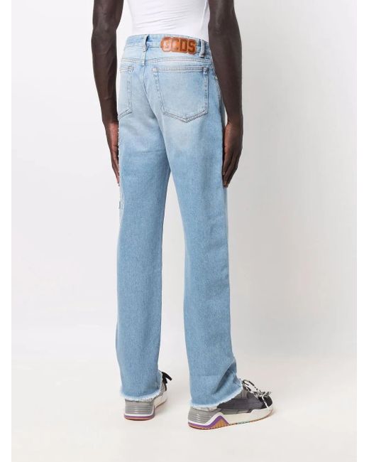 Gcds Blue Light-Wash Wide-Leg Jeans for men