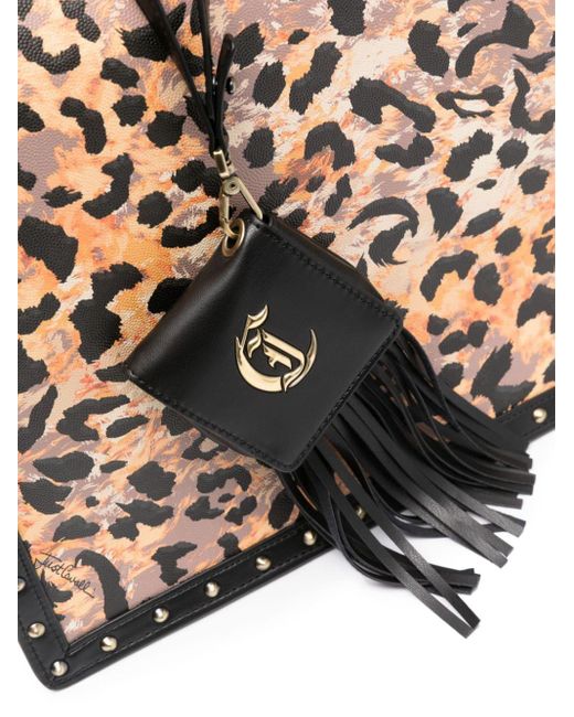 Just Cavalli Black Cheetah-print Tote Bag