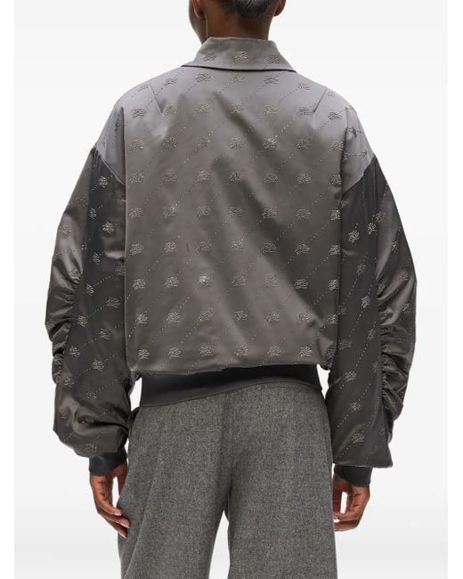 Karl Lagerfeld Gray Logo-Embellished Bomber Jacket