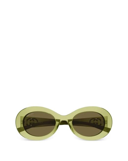 Gucci Green Oval-Frame Sunglasses