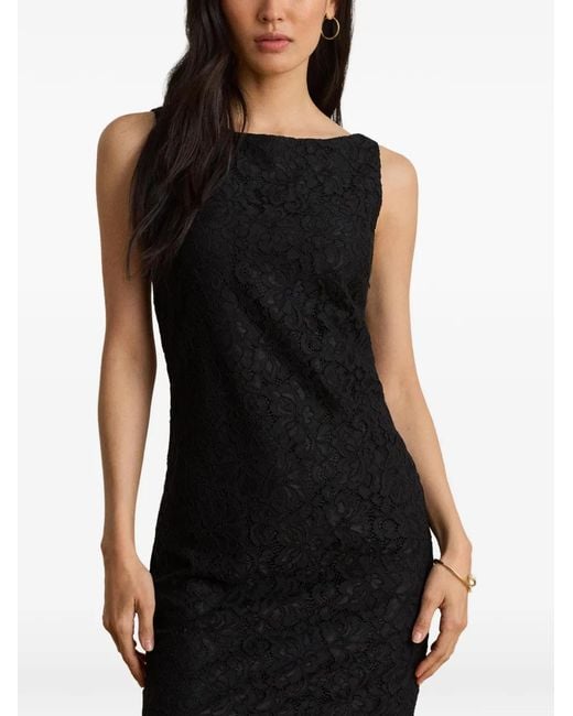 Ralph Lauren Black Robe En Dentelle À Design Sans Manches