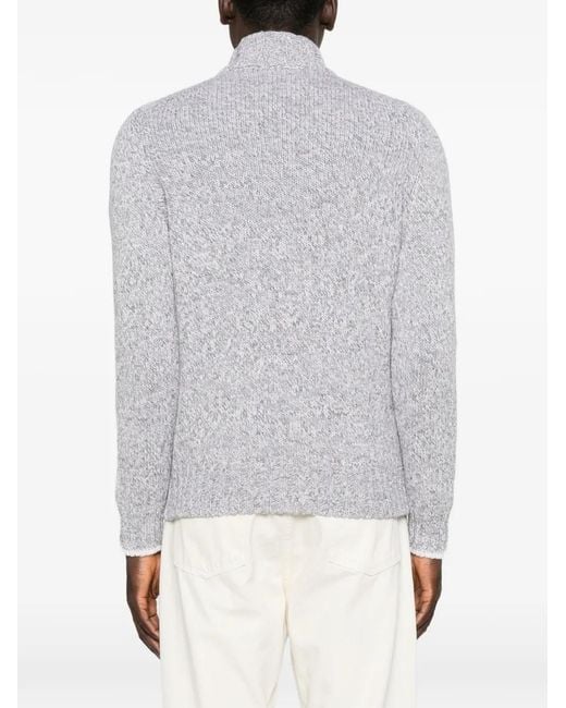 Gran Sasso Gray Zip-Up Marl-Knit Cardigan for men