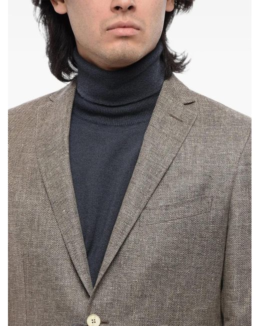 Corneliani Gray Single-Breasted Flap-Pocket Blazer for men