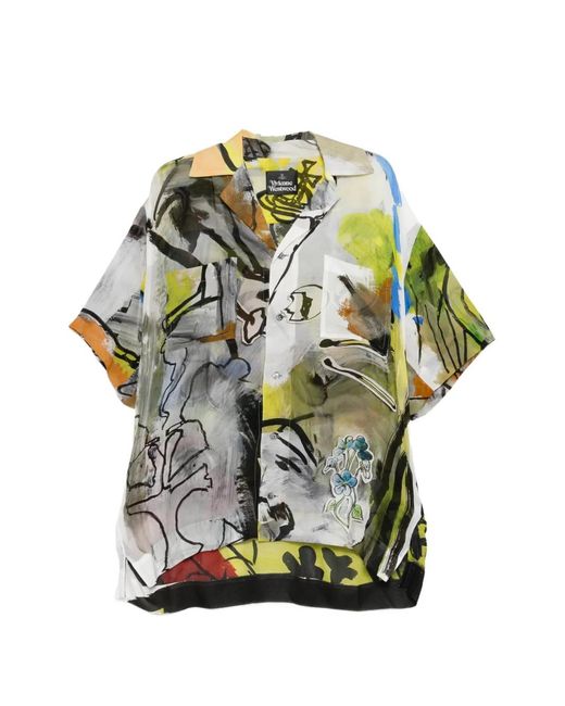 Vivienne Westwood Gray Printed Camp Shirt for men