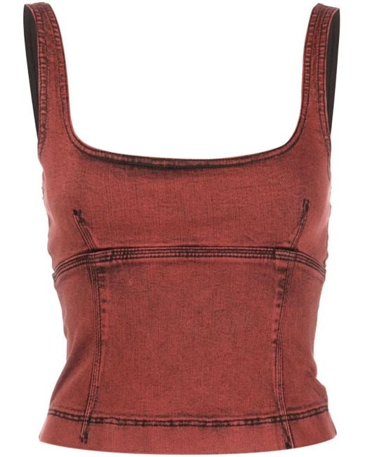 Patrizia Pepe パネル デニム ノースリーブトップ Red