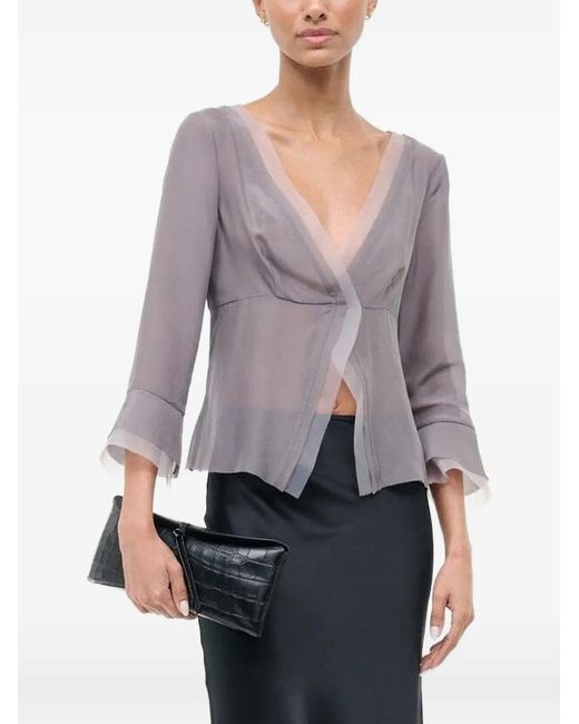 Staud Gray Jenny Ruffle-Detail Blouse