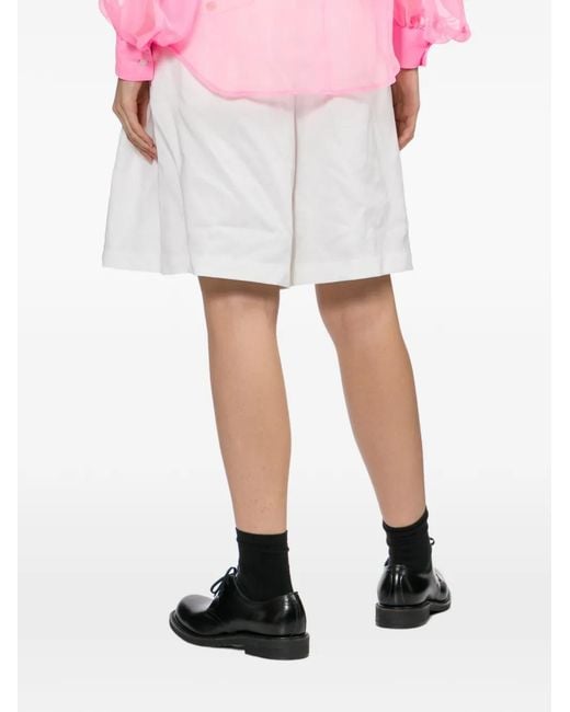 Comme des Garçons White Pleated Shorts