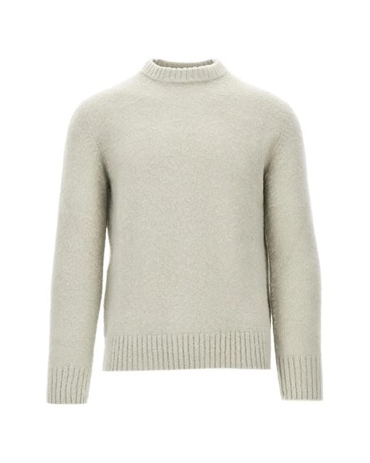 Piacenza Cashmere White Ribbed-Trim Wool Sweater for men