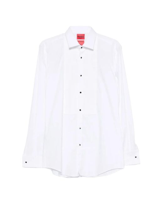 HUGO White Pleated-Front Shirt for men