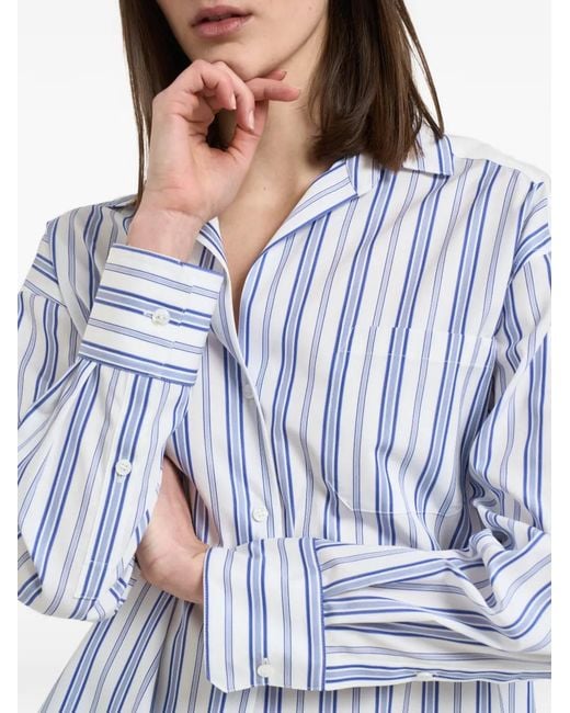 Weekend by Maxmara Blue Striped Button-Down Cotton Shirt