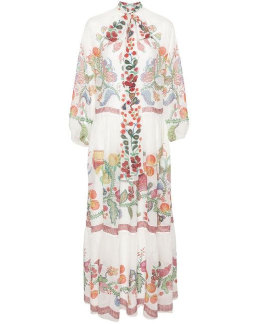 LaDoubleJ Maxi-jurk Met Bloemenprint in het White