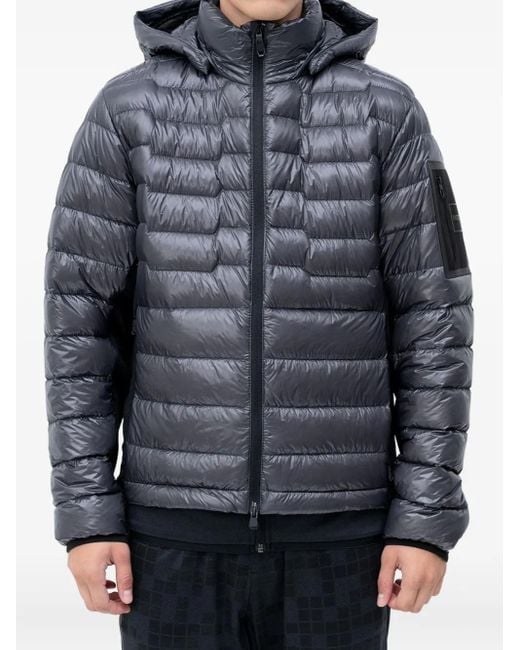 Boss Gray Hooded Quilted Jacket for men