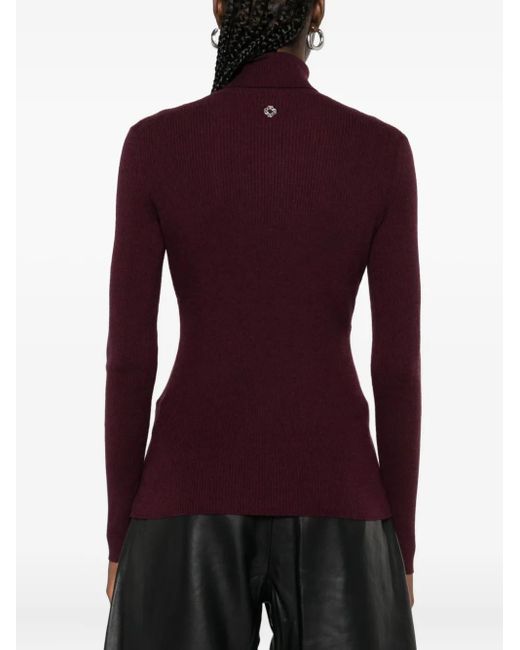 Maje Purple Ribbed Turtleneck Sweater