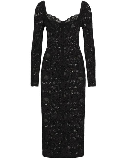 Dolce & Gabbana Black Laced Maxi Dress